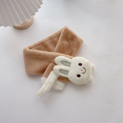 Écharpe croisée lapin en peluche chaude pour enfants