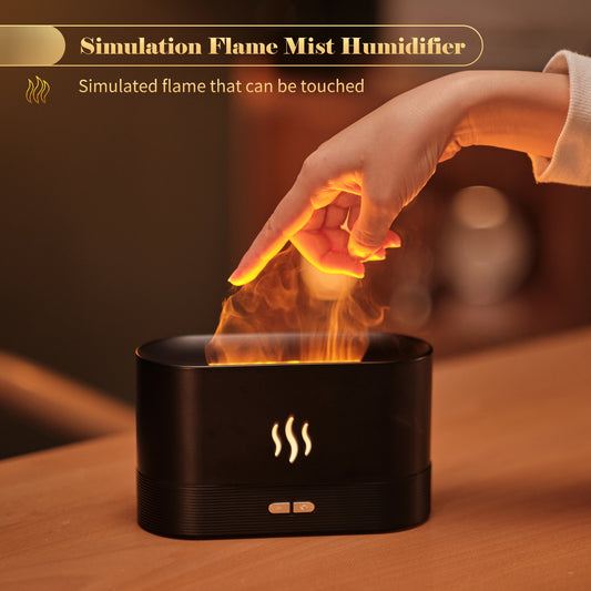 Difusor de Aroma con Luz de Llama, Humidificador de Niebla, Difusor de Aromaterapia con Protección de Apagado Automático sin Agua para Spa, Hogar, Yoga, Oficina