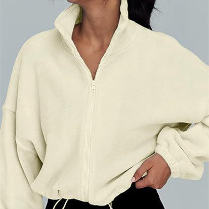 Chaqueta de cuello alto con cremallera de terciopelo deportivo de vellón polar para mujer