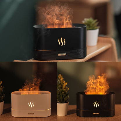 Difusor de Aroma con Luz de Llama, Humidificador de Niebla, Difusor de Aromaterapia con Protección de Apagado Automático sin Agua para Spa, Hogar, Yoga, Oficina