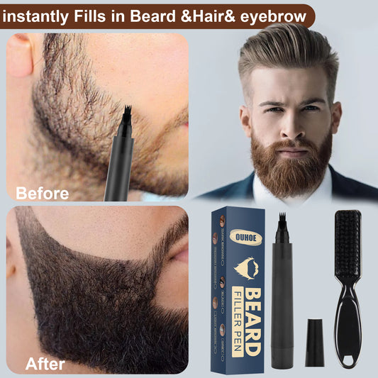 Relleno de Lápiz para Barba, Kit de Lápiz de Relleno para Barba, Lápiz de Peluquero con Cepillo, Cepillo para Barba, Peinado Facial de Salón, Reparación de Bigote Masculino