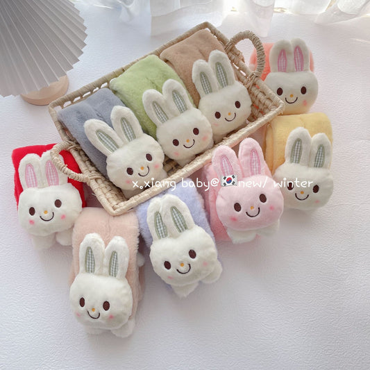 Écharpe croisée lapin en peluche chaude pour enfants