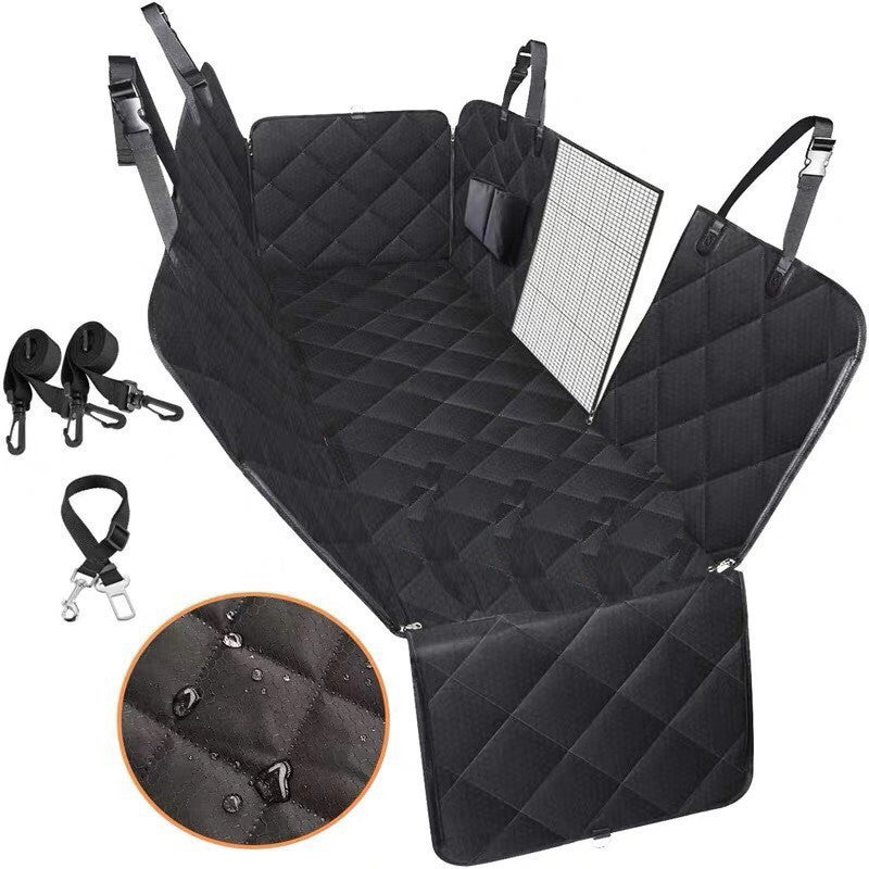 Funda de asiento de coche para perro, transportín para mascotas con malla visible, protector de seguridad tipo hamaca para asiento trasero con cremallera y bolsillo para viajes