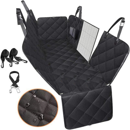 Funda de asiento de coche para perro, transportín para mascotas con malla visible, protector de seguridad tipo hamaca para asiento trasero con cremallera y bolsillo para viajes