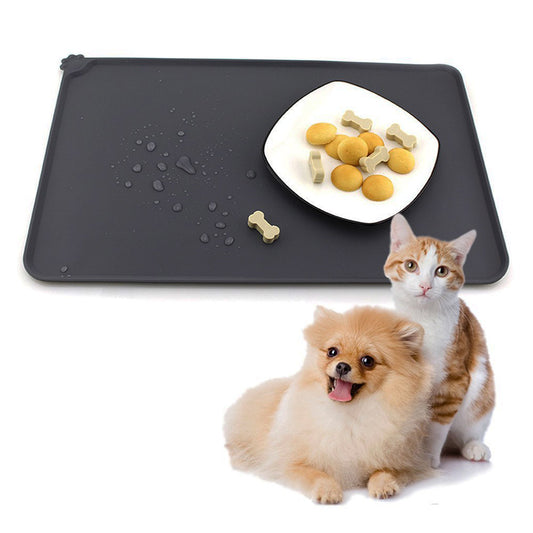 Tapis imperméable pour animaux de compagnie pour chiens et chats, tapis de nourriture en silicone de couleur unie