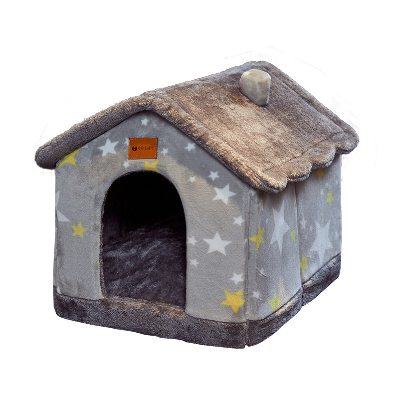 Casa de perro plegable Cama para mascotas Gato de invierno Villa para perros Cama para dormir extraíble Nido Cálido Cueva cerrada Sofá Suministros para mascotas