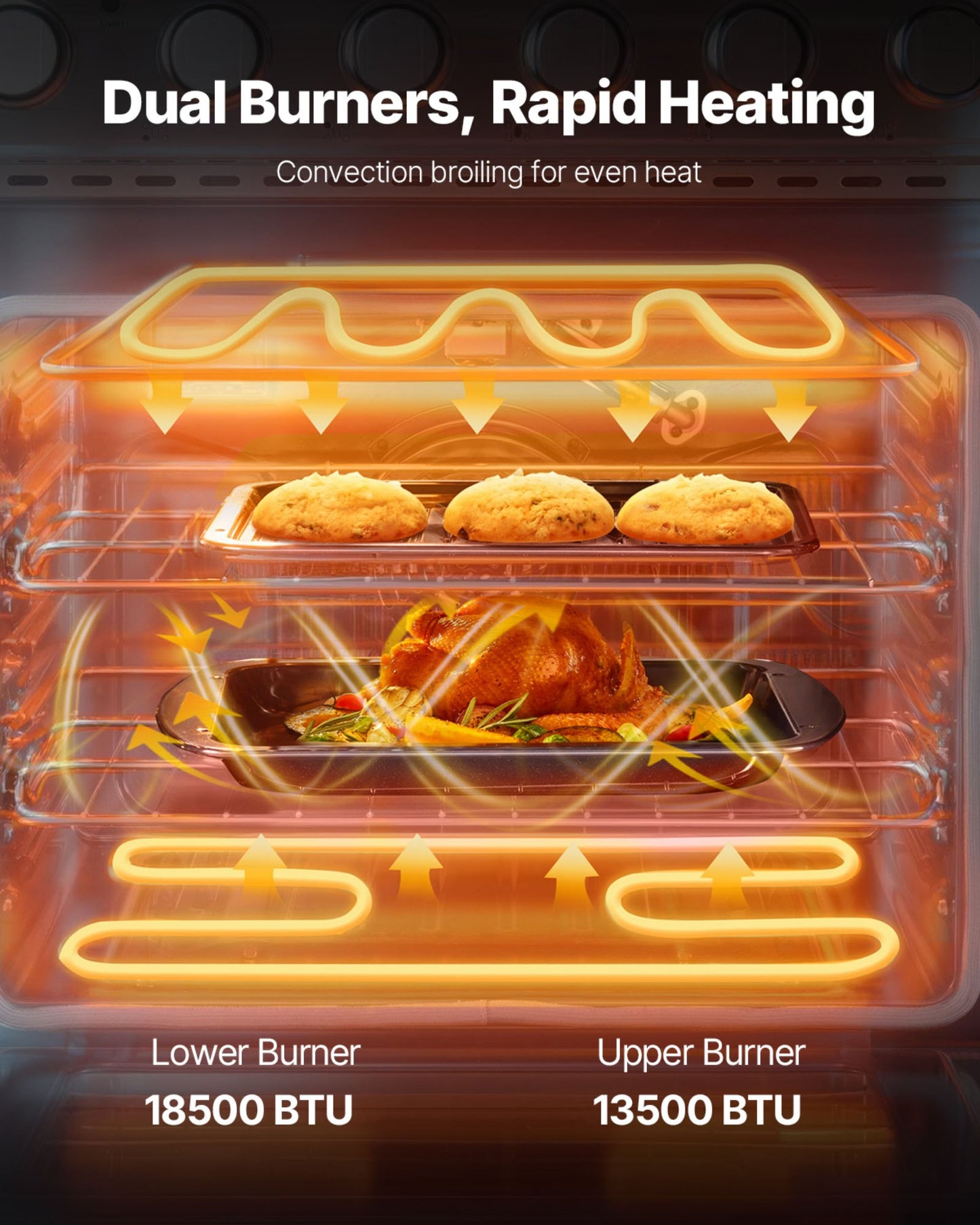 Cuisinière à gaz de 30 pouces, 4 brûleurs scellés, four à convection en acier inoxydable