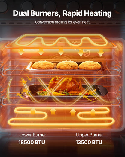 Cuisinière à gaz de 30 pouces, 4 brûleurs scellés, four à convection en acier inoxydable