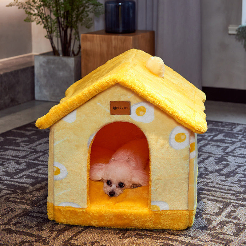 Casa de perro plegable Cama para mascotas Gato de invierno Villa para perros Cama para dormir extraíble Nido Cálido Cueva cerrada Sofá Suministros para mascotas