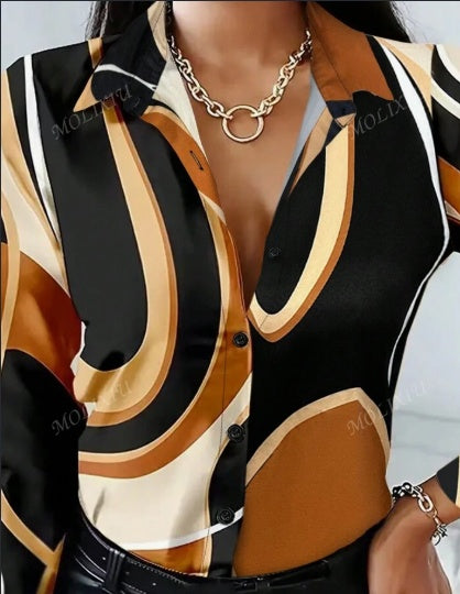 Camisa informal a cuadros holgada de manga larga de primavera-verano para mujer