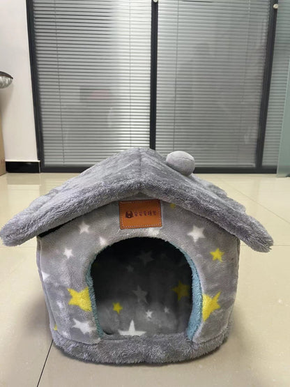 Casa de perro plegable Cama para mascotas Gato de invierno Villa para perros Cama para dormir extraíble Nido Cálido Cueva cerrada Sofá Suministros para mascotas