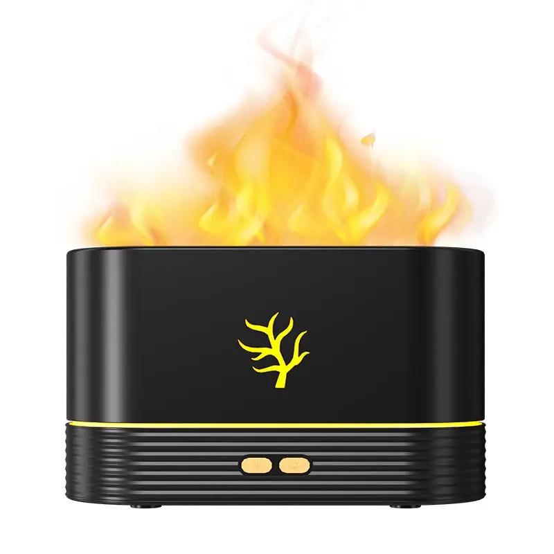 Flame humidifier and aroma diffuser, black USB LED fire design with AdTec logo.