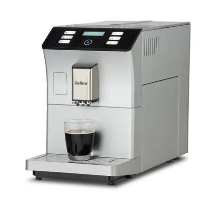 Super Automatic Espresso & Coffee Machine, silver with digital controls and Dafino branding