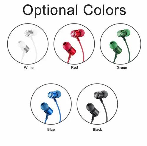 JBL LIVE100 wired earphones in White, Red, Green, Blue and Black (5 color variants)