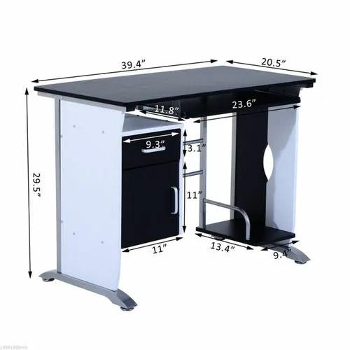 HOMCOM computer desk PC table with CPU tray; black top and white side panels by PrimeCanada.Store