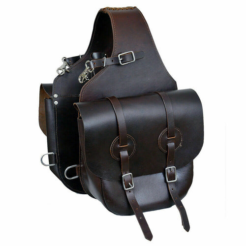 Bolsa de cuero occidental para silla de caballo, equipo de equitación, marrón