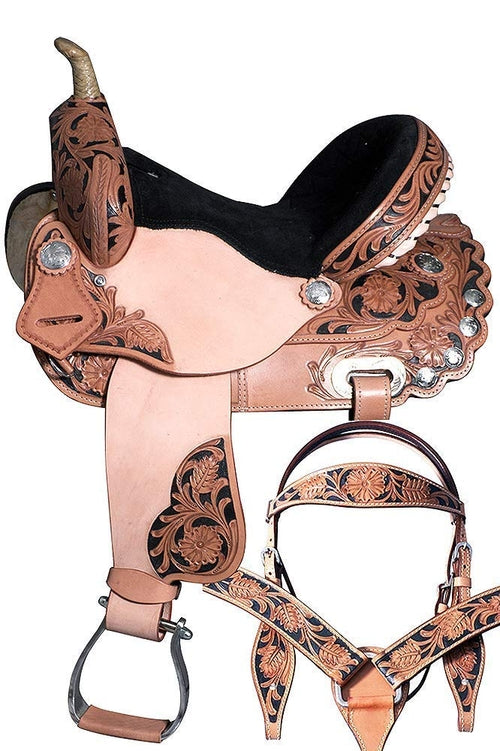 Montura de cuero de primera calidad estilo western para niños, tamaño de 10" a 13"