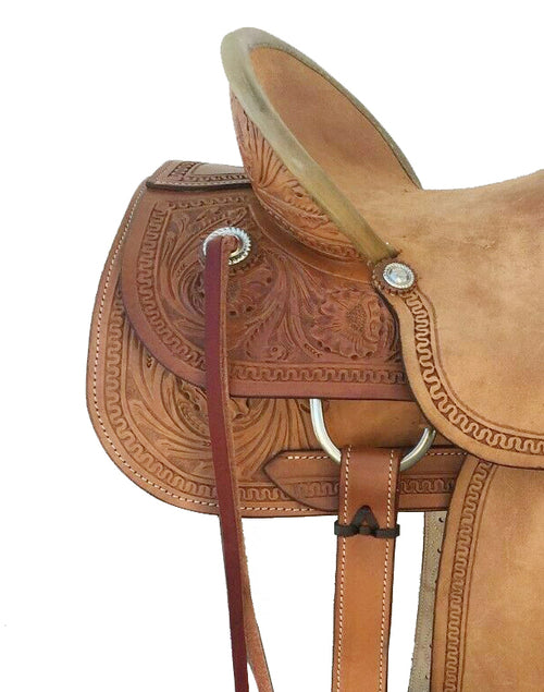 Western Brown Rough Out Leather Roper Ranch Saddle Size 10" to 13"