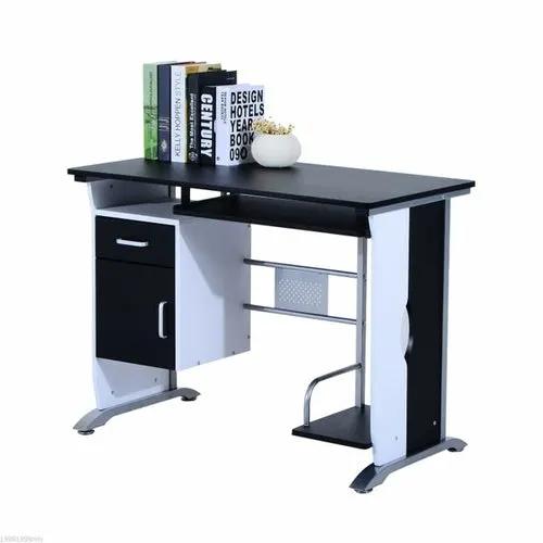 HOMCOM computer desk with CPU tray, black and white two-tone finish.