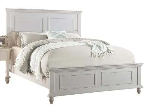 White queen size bed with a high panel headboard and paneled footboard PrimeCanada.Store