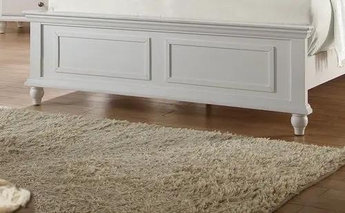 White queen-size bed frame with paneled footboard and decorative molding, PrimeCanada.Store