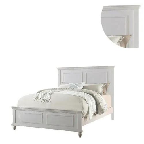 White queen size bed with high panel headboard from PrimeCanada.Store