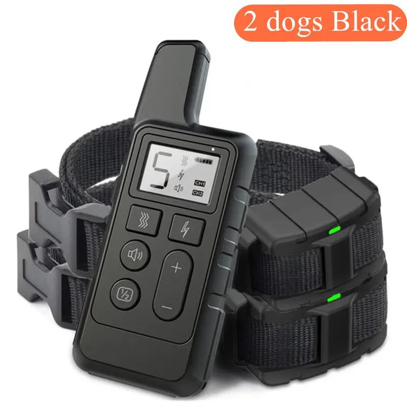 Barking device for dog training by AdTec; black remote with LCD display and 2 collars