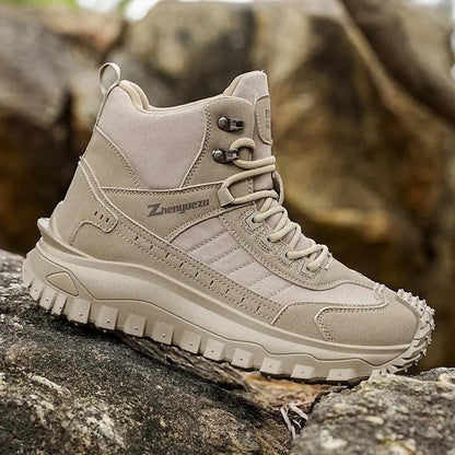 AdTec men's hiking boot in tan with a thick rugged sole and padded collar