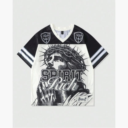 Retro Letter T-shirt Polyester Mesh American Retro