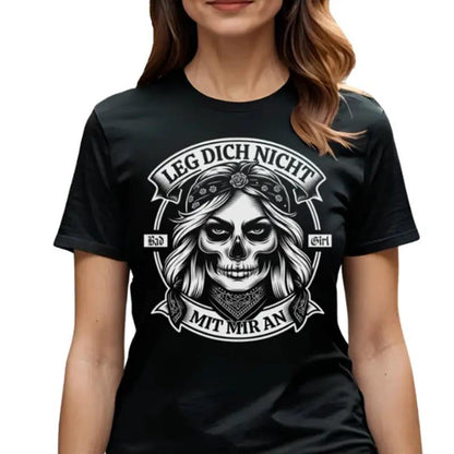 T-shirt by AdTec, black pure cotton with white skull graphic