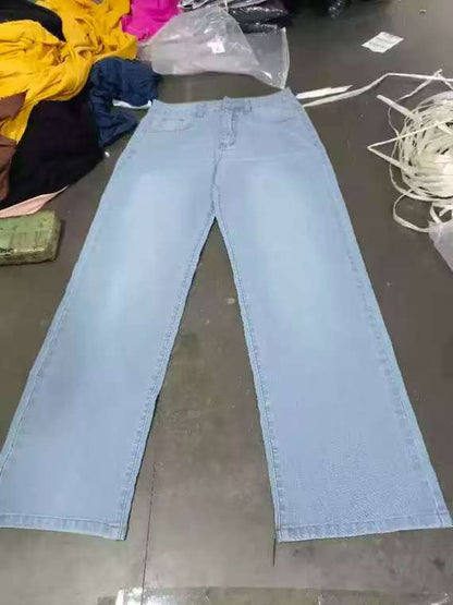Womens Straight-leg Loose-fit Denim Jeans