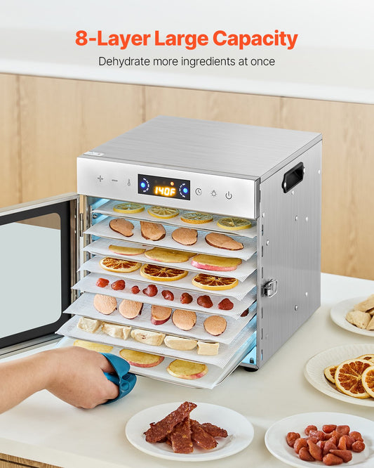 Déshydrateur alimentaire 8 plateaux en acier inoxydable 400W