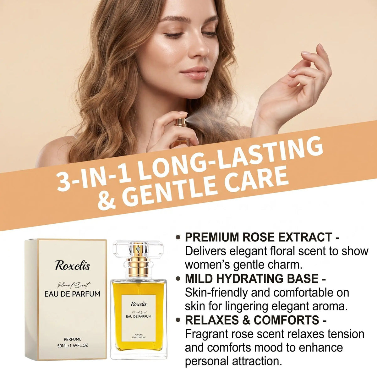 Luxury Women's Perfume by AdTec with a gold-cap glass bottle, 50ml