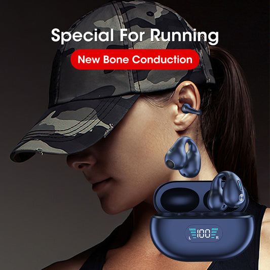 Auriculares de Conducción Ósea TWS Auriculares de Clip Bluetooth 5.3 Táctiles Inalámbricos In-Ear Bajo HIFI Auriculares Deportivos