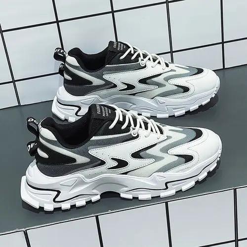 RunFlex Mesh-Sneaker von PrimeCanada.Store, atmungsaktive Sneaker aus Mesh in Weiß-Grau-Schwarz, 2 Paare