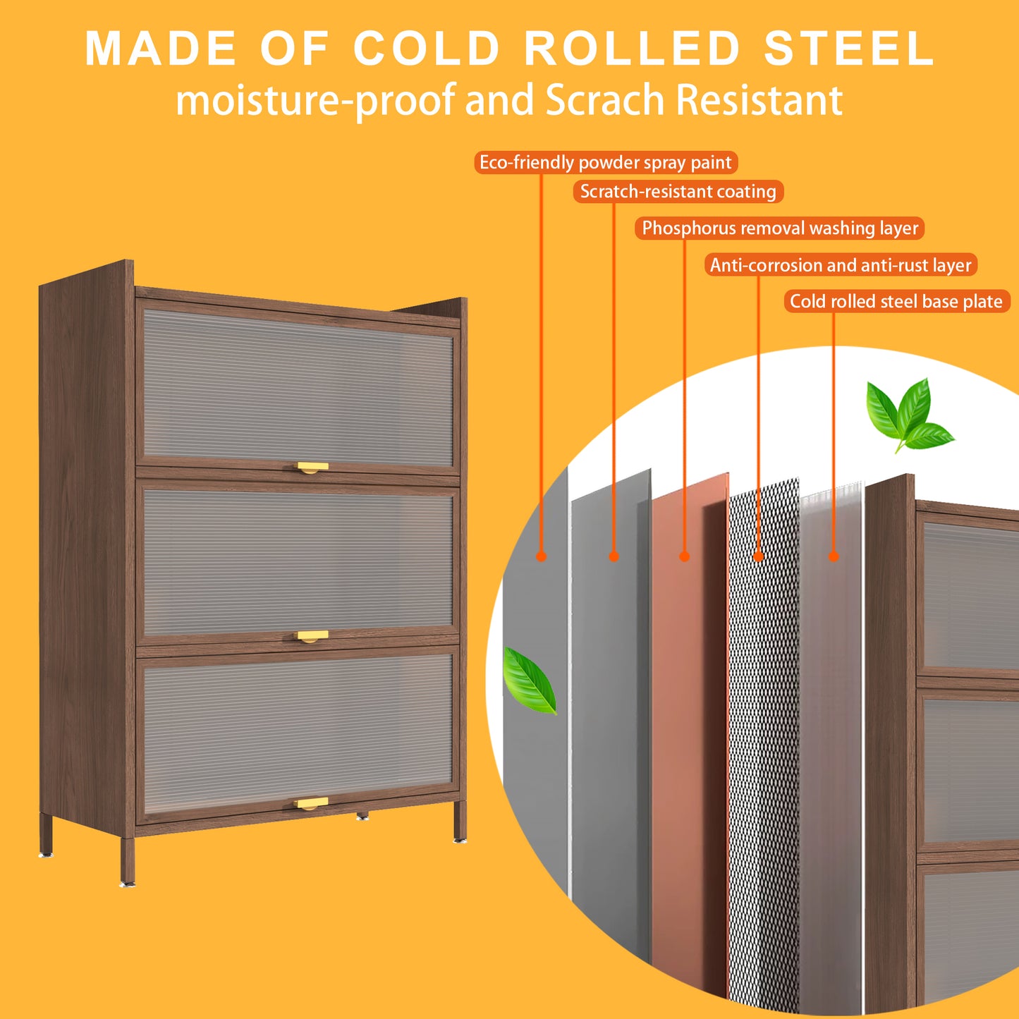 Armario metálico de 44'' de alto con 3 puertas abatibles