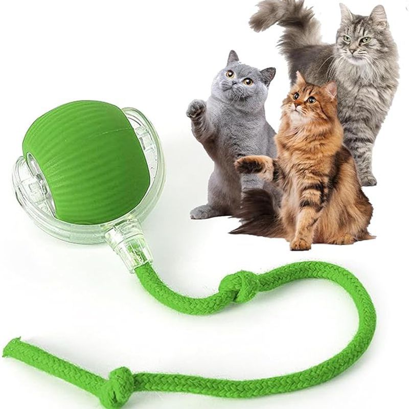 Juguetes interactivos con forma de bola para gatos, bola giratoria automática para gatitos, juguetes eléctricos inteligentes recargables para mascotas con sensor de puntero, juguete de bola para gatos