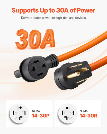 Rallonge de sèche-linge 25 pieds, 4 broches, NEMA 14-30P vers 14-30R, 30 A
