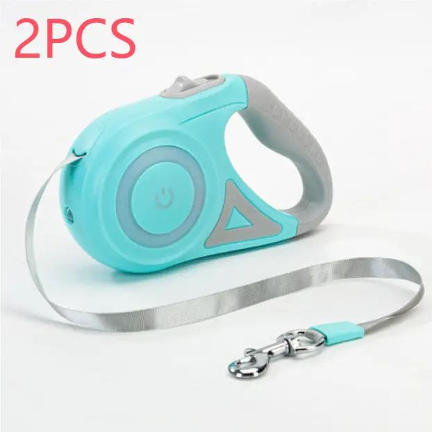 AdTec dog retractable leash turquoise 2-piece set with metal clip