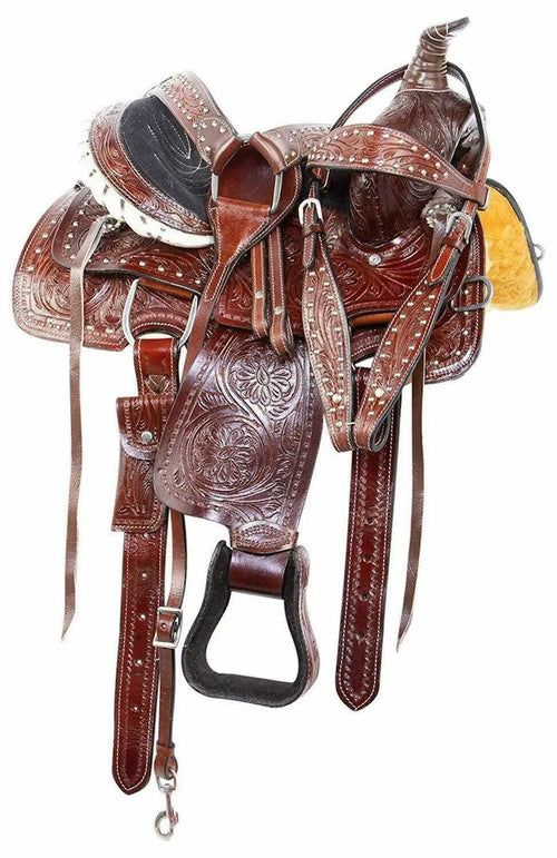 Nuevo conjunto de fuste de cuero genuino para silla de montar western para lazo de caballo