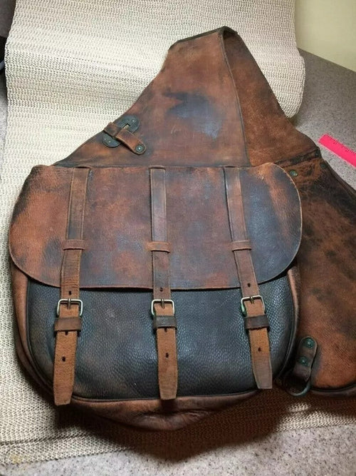 Sacoches en cuir véritable de vache pour selle de cheval western