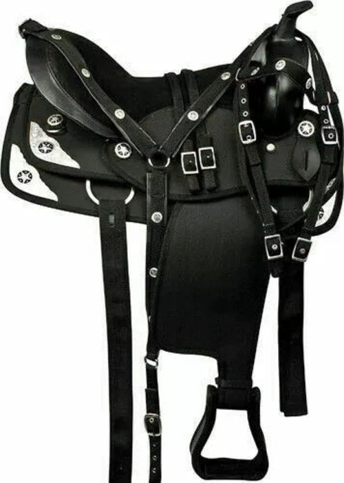 Ensemble d'accessoires de selle de cheval de course de barils western synthétiques Taille (13" à
