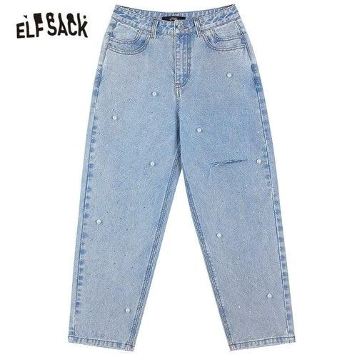Solid High Waist Washed Casual Denim Jeans Woman,Spring ELF Pure by JeansDenim.Store