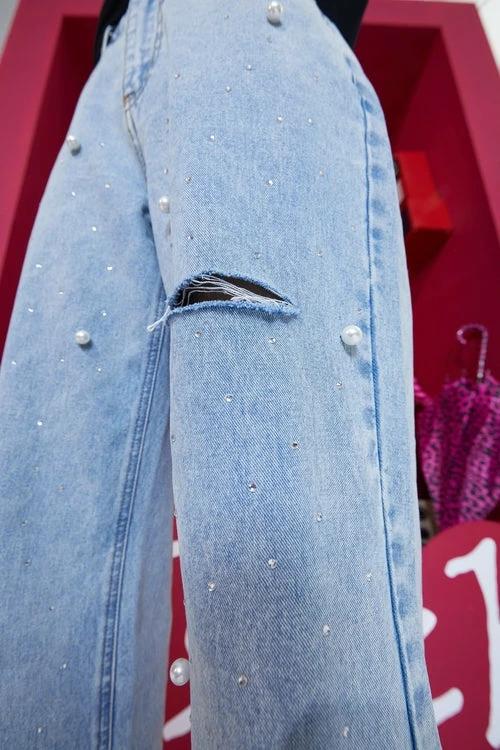 Solid High Waist Washed Casual Denim Jeans Woman,Spring ELF Pure by JeansDenim.Store