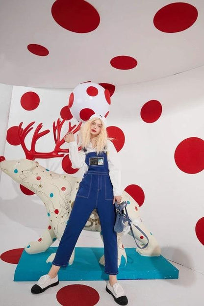 Cartoon Applique Casual Women Overall Denim Jeans,Winter High Waist by JeansDenim.Store